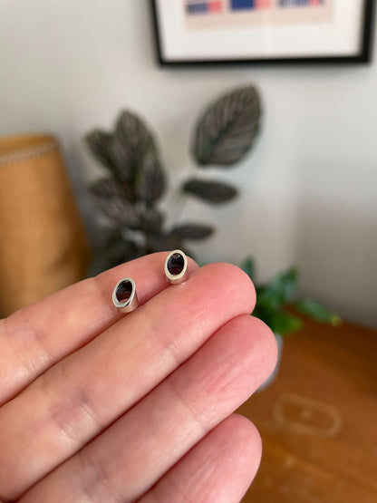 Geometric silver tube studs